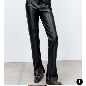 Zara faux leather flared slim fit pant (see video try on!!)